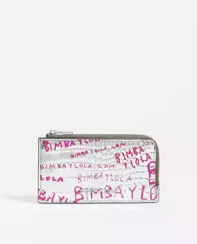 Серебряная женская визитница-кошелек из кожи крокодила Bimba y Lola