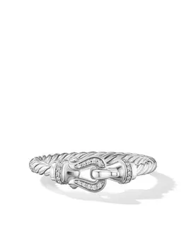 Серебряное кольцо Petite Buckle с бриллиантами David Yurman, белый
