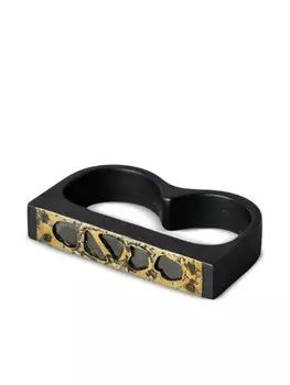 Серебряное кольцо Plate Double Fuse с бриллиантами Parts of Four, черный