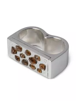 Серебряное кольцо Plate Double Parts of Four, серебряный