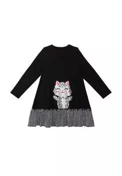 Серебряное леопардовое платье Denokids, черный