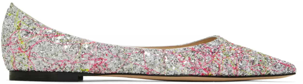 Серебряные балетки Love Jimmy Choo