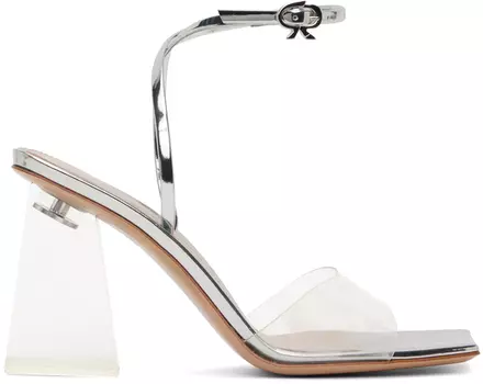 Серебряные босоножки на каблуке Cosmic 85 Gianvito Rossi