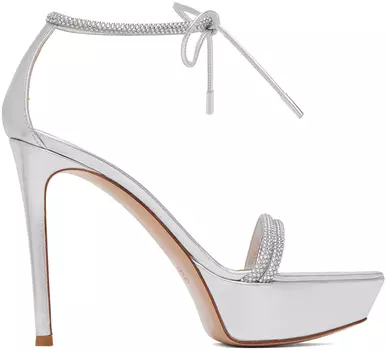 Серебряные босоножки на каблуке из Бирмы Gianvito Rossi