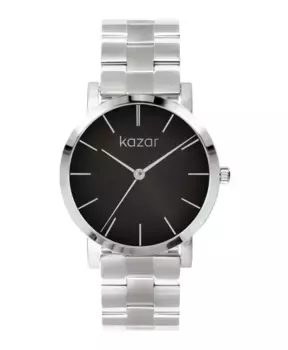 Серебряные часы с циферблатом М Kazar, черный