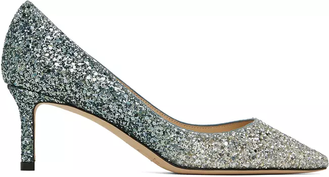 Серебряные и синие туфли на каблуке Romy 60 Jimmy Choo