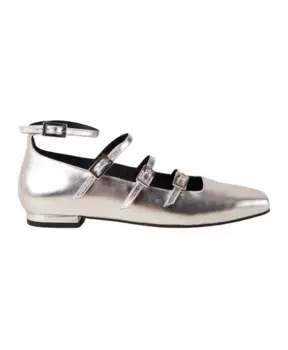 Серебряные кожаные балетки Alohas, серый