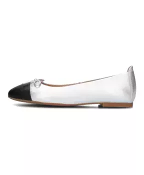 Серебряные кожаные балетки Unisa, серый