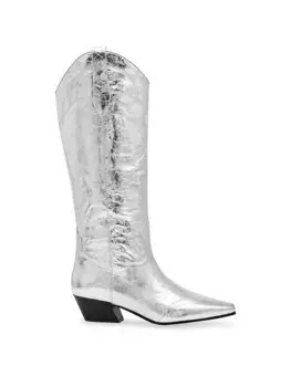 Серебряные кожаные ботинки Dollie Steve Madden, серебреяный