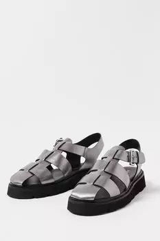 Серебряные кожаные сандалии Fisherman Oliver Bonas, серебряный