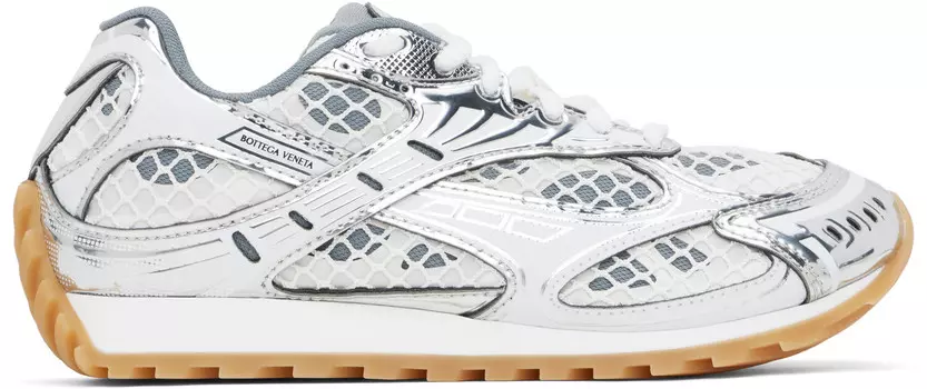 Серебряные кроссовки Orbit Bottega Veneta, Silver/White/Optic white rubber