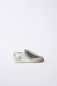 Серебряные кроссовки ZARA, серебряный