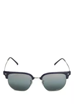 Серебряные мужские солнцезащитные очки прямоугольной формы Ray-Ban
