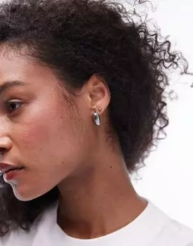 Серебряные овальные водостойкие серьги-гвоздики Topshop Parker из нержавеющей стали