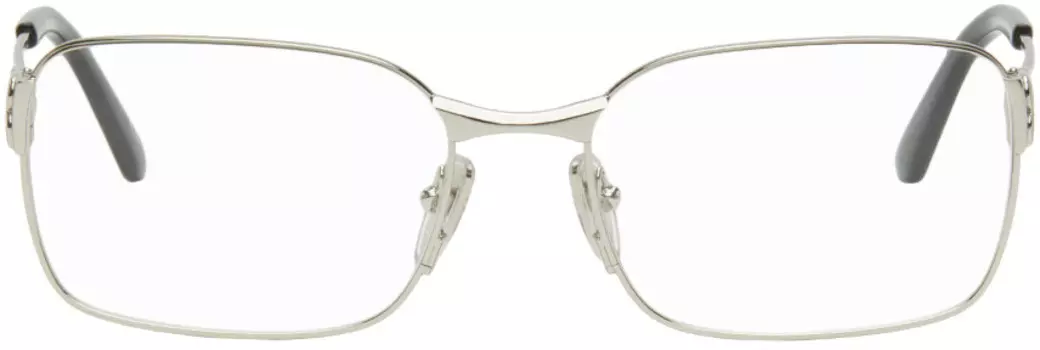 Серебряные прямоугольные очки Balenciaga