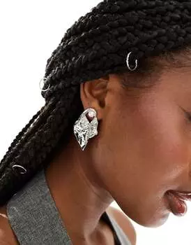 Серебряные серьги-гвоздики DesignB London с жемчугом