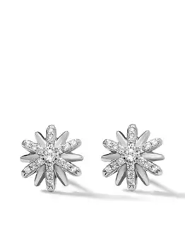 Серебряные серьги-гвоздики Petite Starburst с бриллиантами (10 мм) David Yurman, серебяный