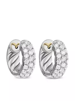 Серебряные серьги-кольца DY Mercer Micro с бриллиантами (13.5 мм) David Yurman, серебяный