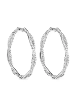 Серебряные серьги-кольца Infinity (42 мм) David Yurman, серебяный