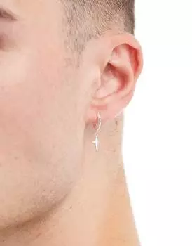 Серебряные серьги-кольца с крестом ASOS DESIGN