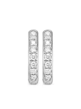 Серебряные серьги-кольца Sculpted Cable с бриллиантами (13 мм) David Yurman, серебяный