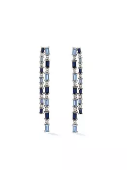 Серебряные серьги-подвески Blue Dahlia Tennis с сапфирами Lark & Berry, серебряный