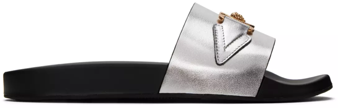 Серебряные шлепанцы Medusa Biggie Versace