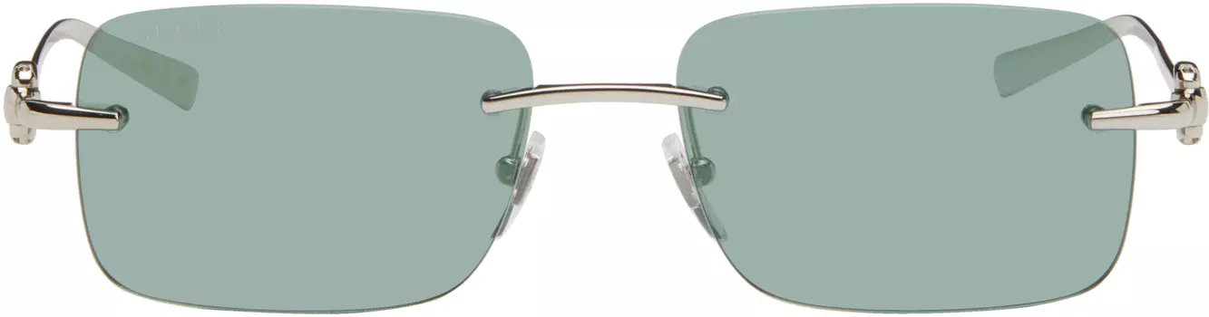 Серебряные солнцезащитные очки Horsebit Top Bar Gucci