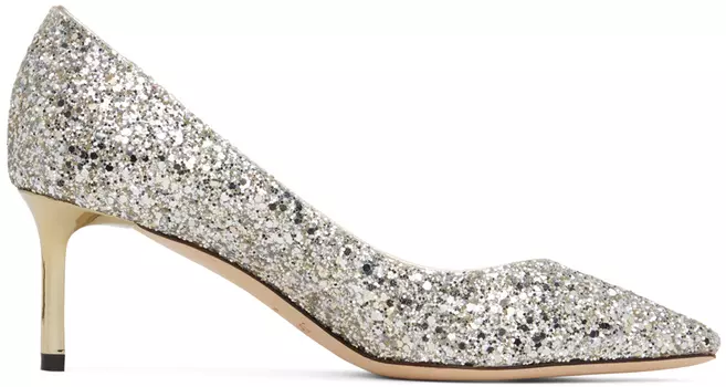 Серебряные туфли на каблуке Romy 60 Jimmy Choo