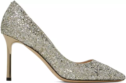 Серебряные туфли Роми 85 на каблуках Jimmy Choo