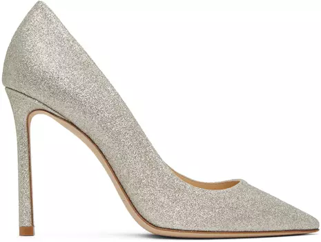Серебряные туфли Роми на 100 каблуках Jimmy Choo