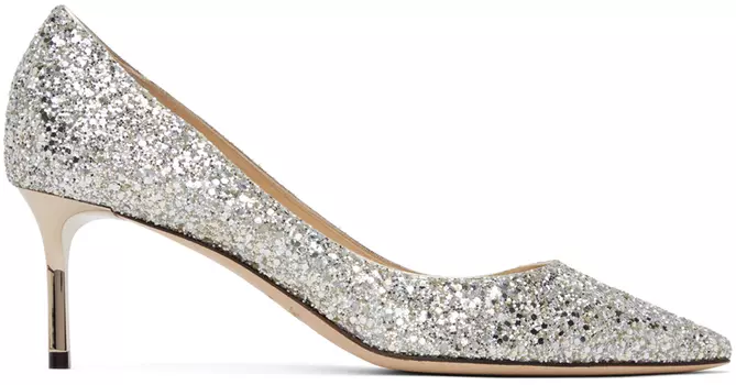 Серебряные туфли Роми на 60 каблуках Jimmy Choo