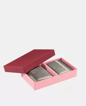 Серебряный чехол из кожи наппа с кошельком и визитницей Dudu