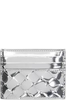 Серебряный футляр для карточек с интреччато Bottega Veneta