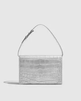 Серебряный кожаный клатч-клатч с гравировкой кокоса Phialebel, серебро