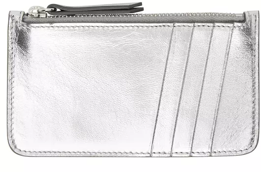 Серебряный кожаный визитница Maison Margiela