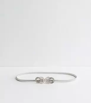 Серебряный облегающий ремень с пряжкой и узлом New Look, серебряный