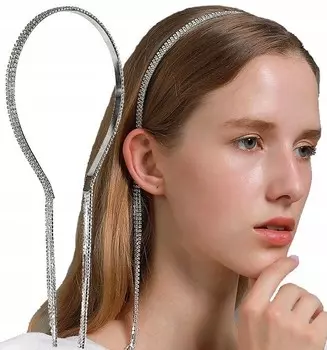 Серебряный ободок для волос в стиле бохо с изящными стразами Inna