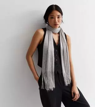 Серебряный шарф с блестками и кисточками New Look, серебряный