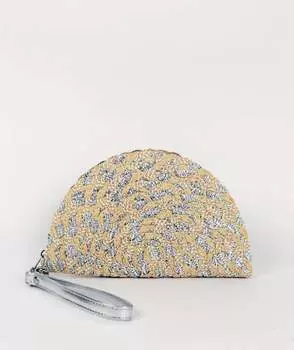 Серебряный соломенный клатч Pia Rossini