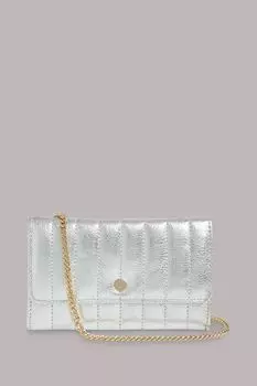 Серебряный стеганый кошелек на цепочке elly Whistles, серебряный