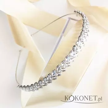 Серебряный свадебный ободок с листьями циркона Kokonet