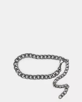 Серебряный толстый металлический ремень-цепочка Latouche, темно-серый