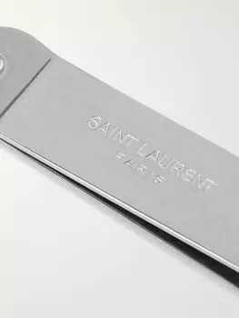 Серебряный зажим для денег с гравировкой логотипа SAINT LAURENT