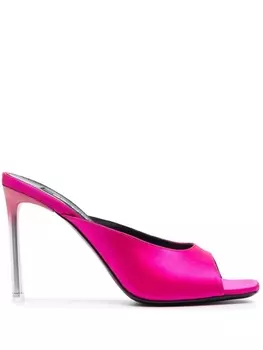Sergio Rossi атласные мюли на прозрачном каблуке, розовый
