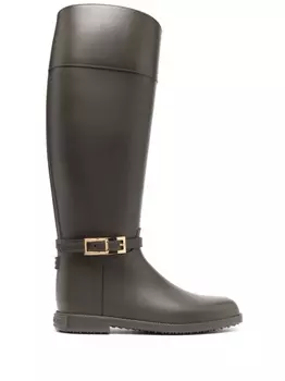 Sergio Rossi сапоги с пряжкой, зеленый