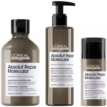 Serie Expert Absolut Repair Молекулярный шампунь, смываемая сыворотка и рутинная маска для поврежденных волос L'Oral Professionnel