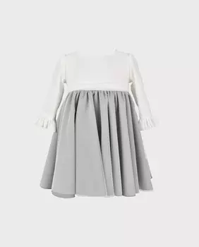 Серо-белое платье для девочки с длинными рукавами La Ormiga, серый