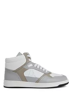 Серо-белые мужские кожаные кроссовки с логотипом Academia