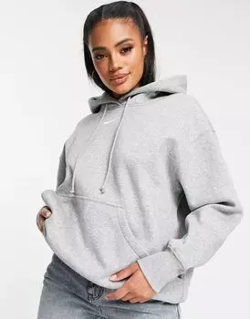 Серо-белый худи с маленьким логотипом Nike